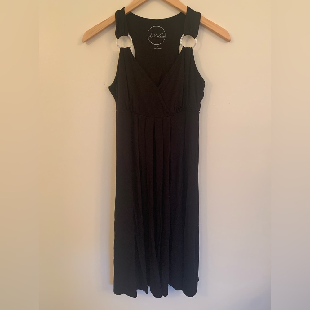 Elegant Black Sleeveless Dress With Silver Accents